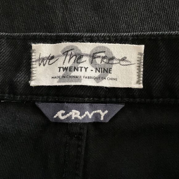 We The Free Curvy Button Fly Jeans Raw Hem Black Washed 29 - Picture 4 of 12